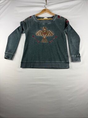 Ariat Green Aztec Burnout Sweatshirt Women's Small Western